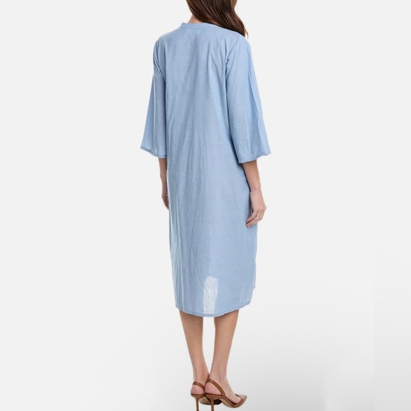 Johnny Was 100% cotton Mandarin Collar Midi Dress NEW - Picture 6 of 10